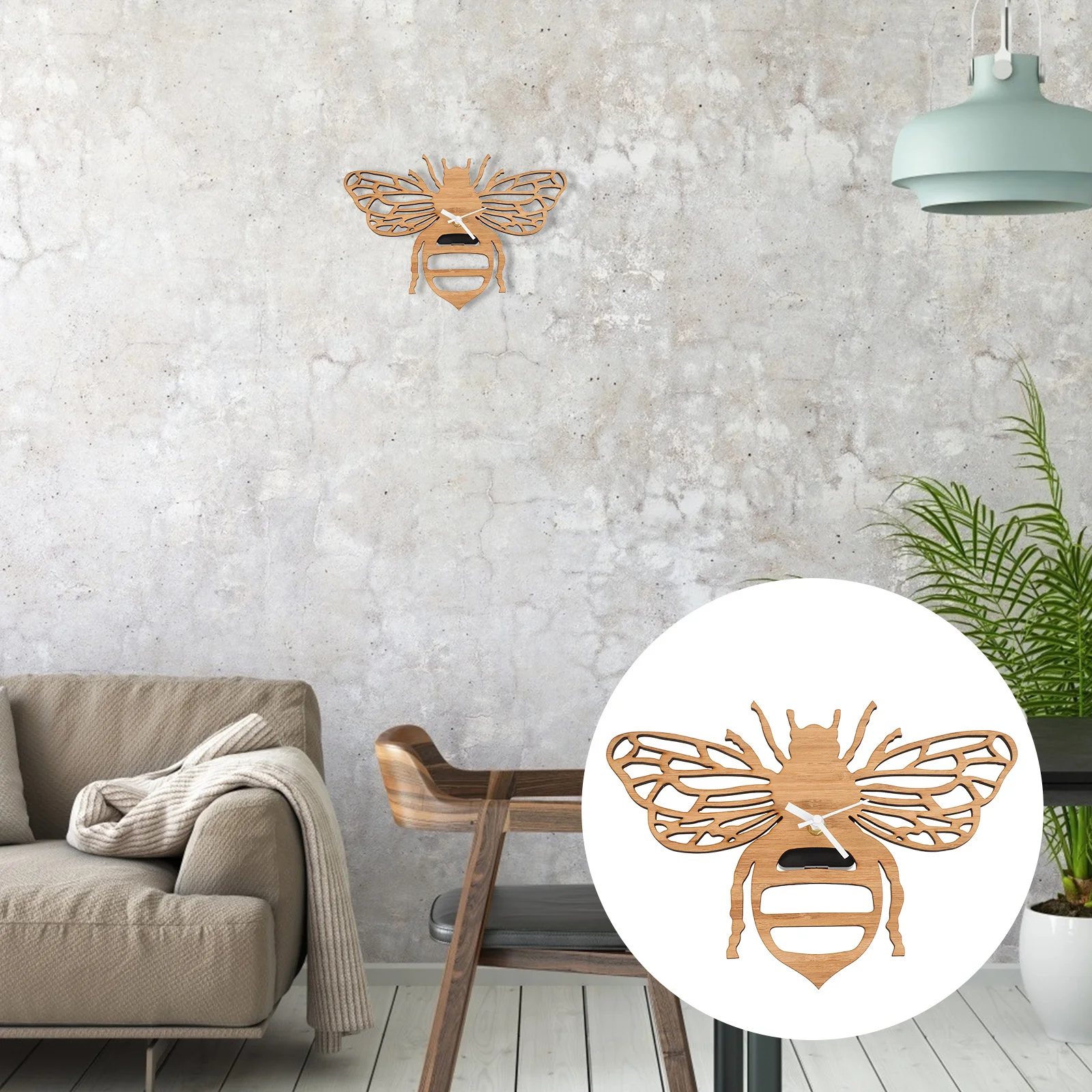 

Bee Shaped Wooden Non Ticking Hanging Decorative For Bedroom Living Room Office Cute Mute Hanging Cartoon Bee Wall Decor Rustic