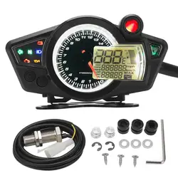 Newest Motorcycle Scooter Speedometer Tachometer ATV 15000 RPM LCD Odometer Speedometer Tachometer Gauge RPM km/h DC12V