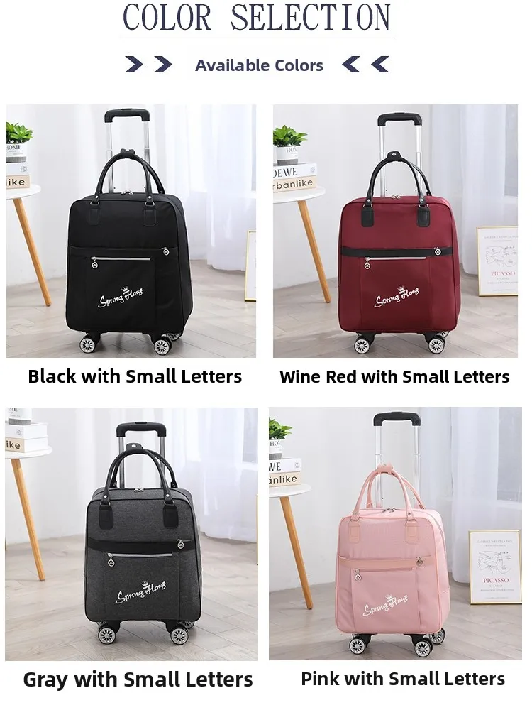 

Large Capaci Travel Bag Four-Wheel Double oulder Bag Lage Bag Faionable Printed Ox Cloth Polyester