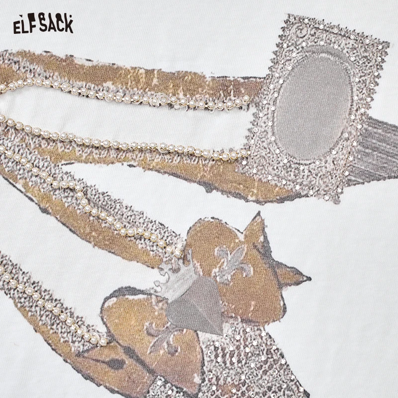 ELFSACK 2025 Summer New Arrivals Fun Printed Short Sleeve Casual Loose T-Shirt For Women