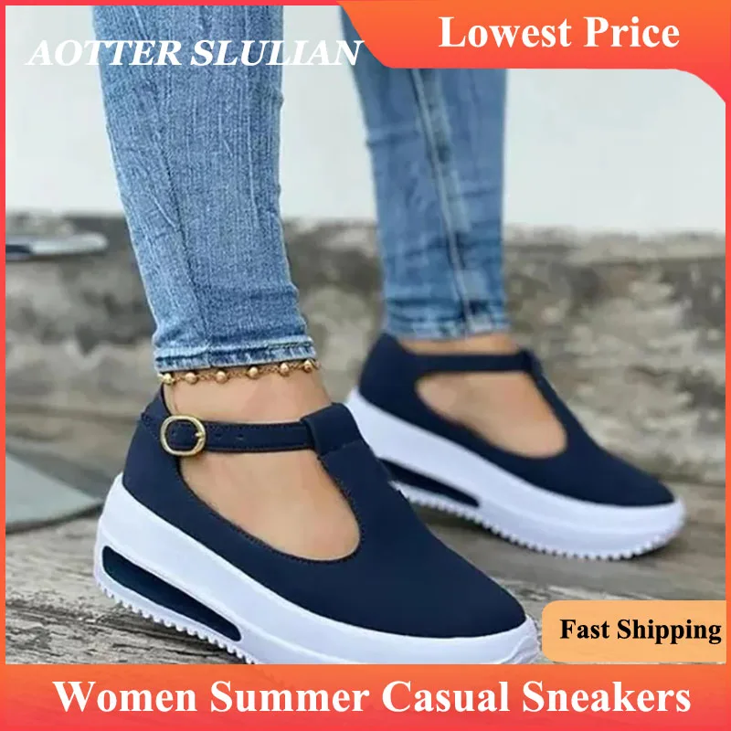 

2023 Summer Women Solid Color Sandals Outdoor Casual Female Comfort Sport Shoes Vintage Platform Wedges Footwear Mujer Sandalias