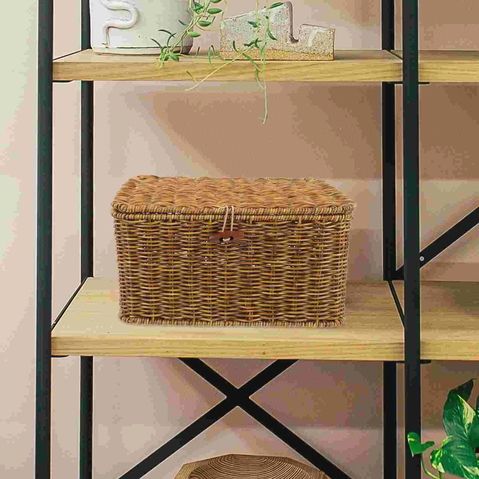 

Woven Storage Basket Sundries Organizer Stackable Bin Shelf Weaving Decorative Baskets Desktop