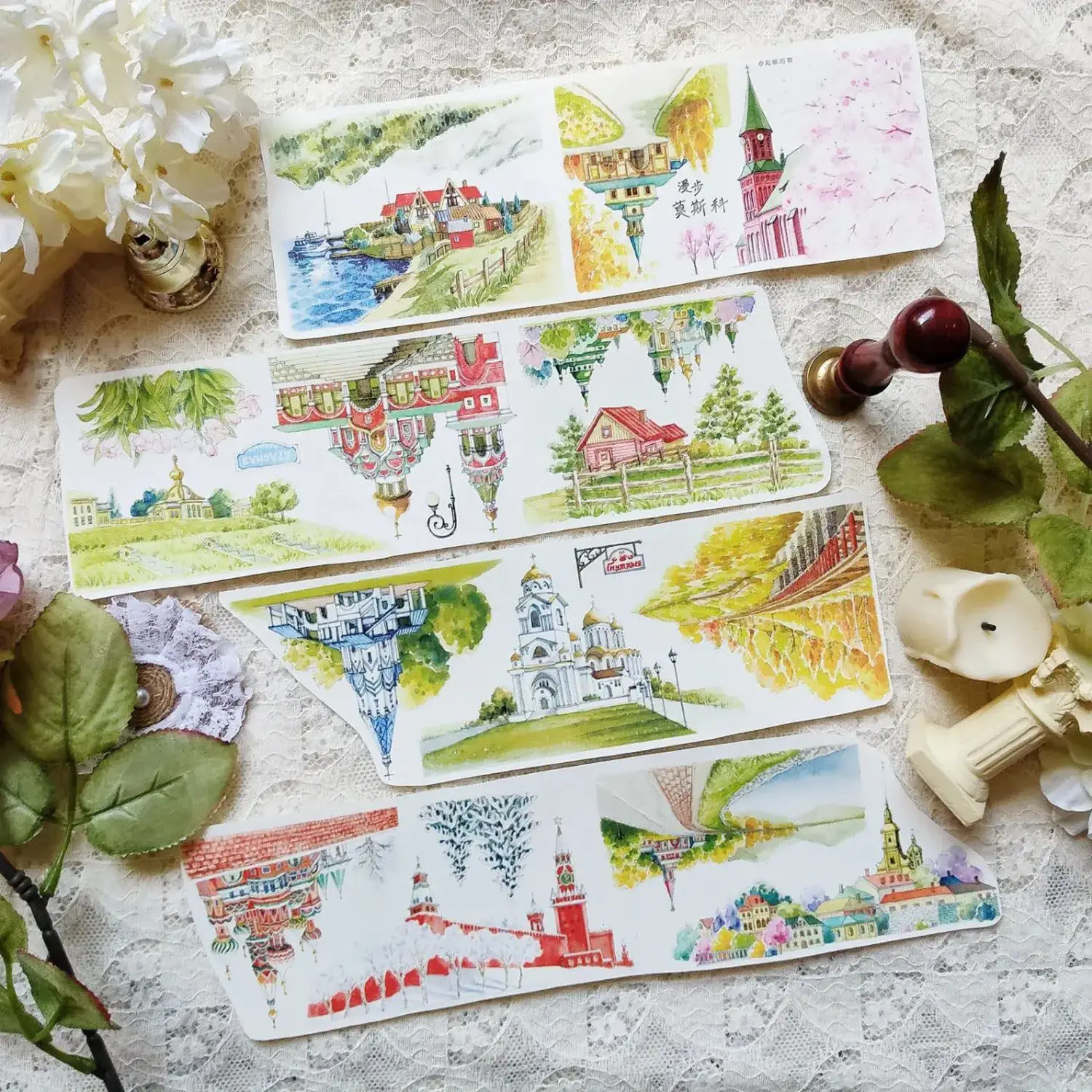 

[Новинка] Классическая серия для прогулок - Прогулки по Провансу, Швейцарии, Германии, Москве. Декоративная лента васи с пейзажами, ПЭТ.