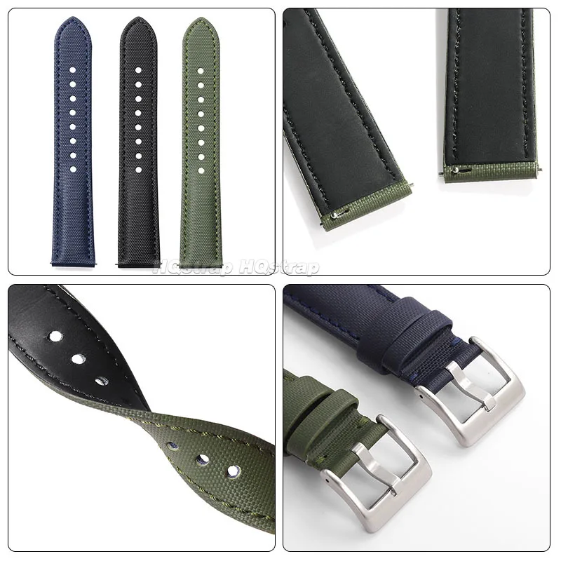 قماش حزام من الجلد 20 مللي متر 22 مللي متر عالية الجودة النايلون الفرقة لأوميغا ل سايكو الغواصين سوار العالمي الإفراج السريع معصمه
