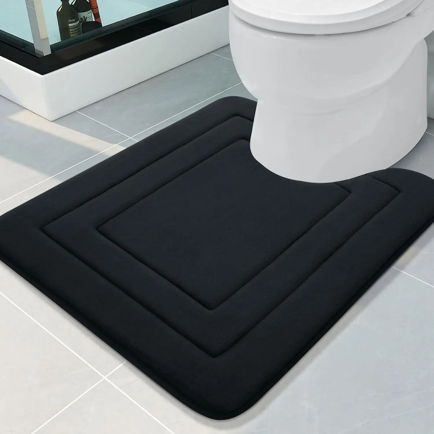 1PC Memory foam bath mat U-shaped Commode outline carpet soft and comfortable super aborbent non-slip thick machine washable