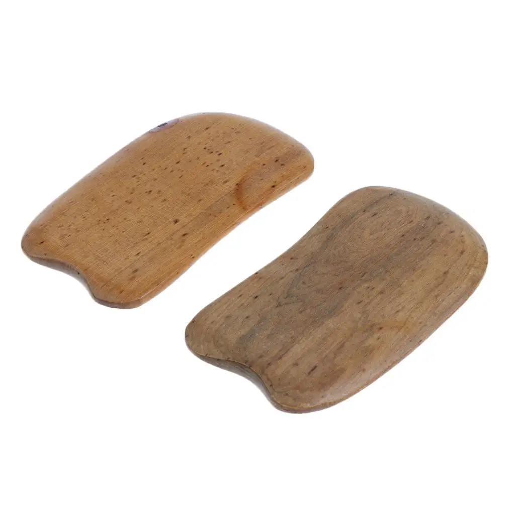 Natural Sandalwood Guasha, Ponto Acupuntura, Massagem Board, Raspagem, 2 pcs