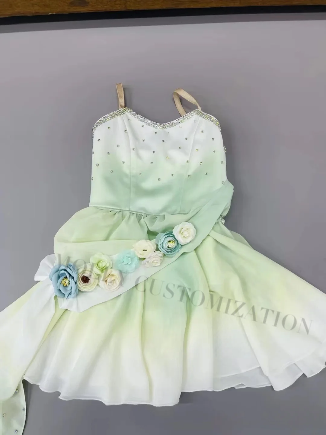 2024 New Light Green Gradient Cupid Magic Variation Short Veil Skirt Ballet Performance Competition Skirt for Adults and Childre