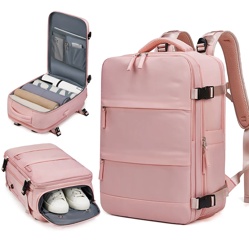 

USB Charging Women Laptop Backpack 14 15.6 16 Inch Teenage Girl School Backpack Independent Shoe Bag Travel Backpack