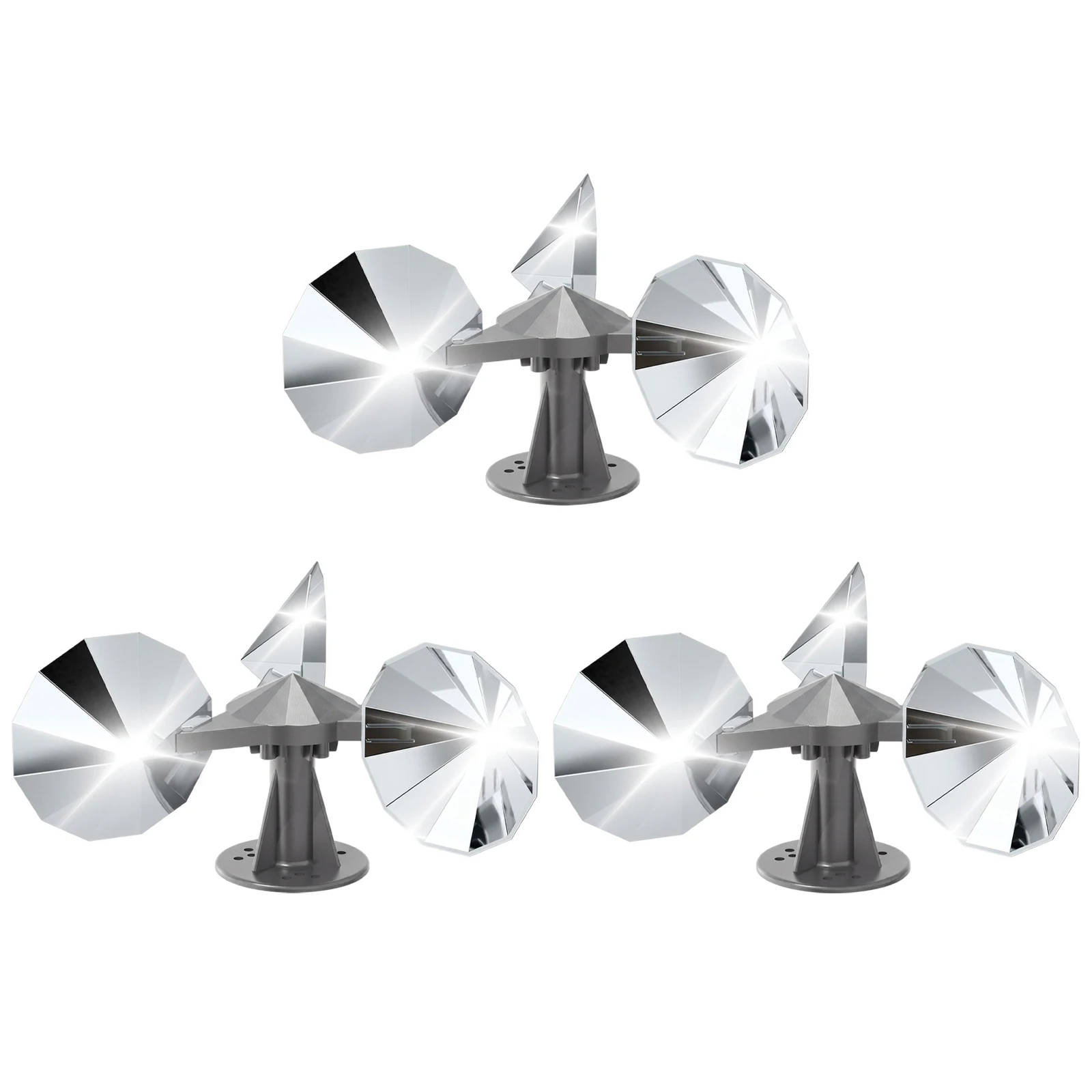 Wind Powered Bird Scare Device 360° Spinning Reflective Deterrent Plastic Base Outdoor Repeller for Garden Roof Patio
