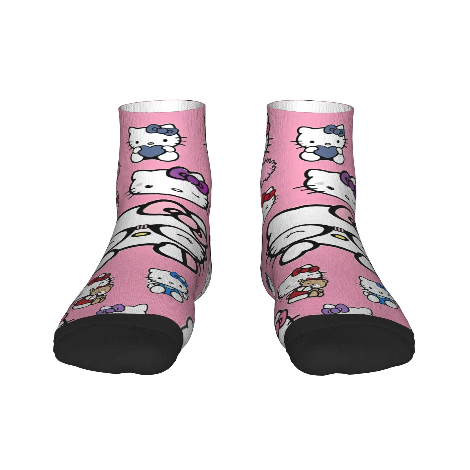 

Cute Pink Hello Kitty Ankle Socks Vintage Quality Casual Socks Spring Outdoor Graphic Anti Skid Sock For Adults Men Gift