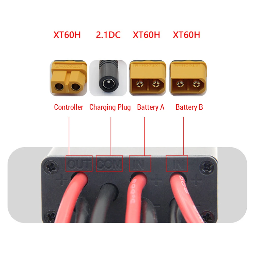 20V-72V 40A dubbele batterijconnector Elektrische fiets Dubbele batterij-ontladingsconverter Accessoires voor elektrische voertuigen