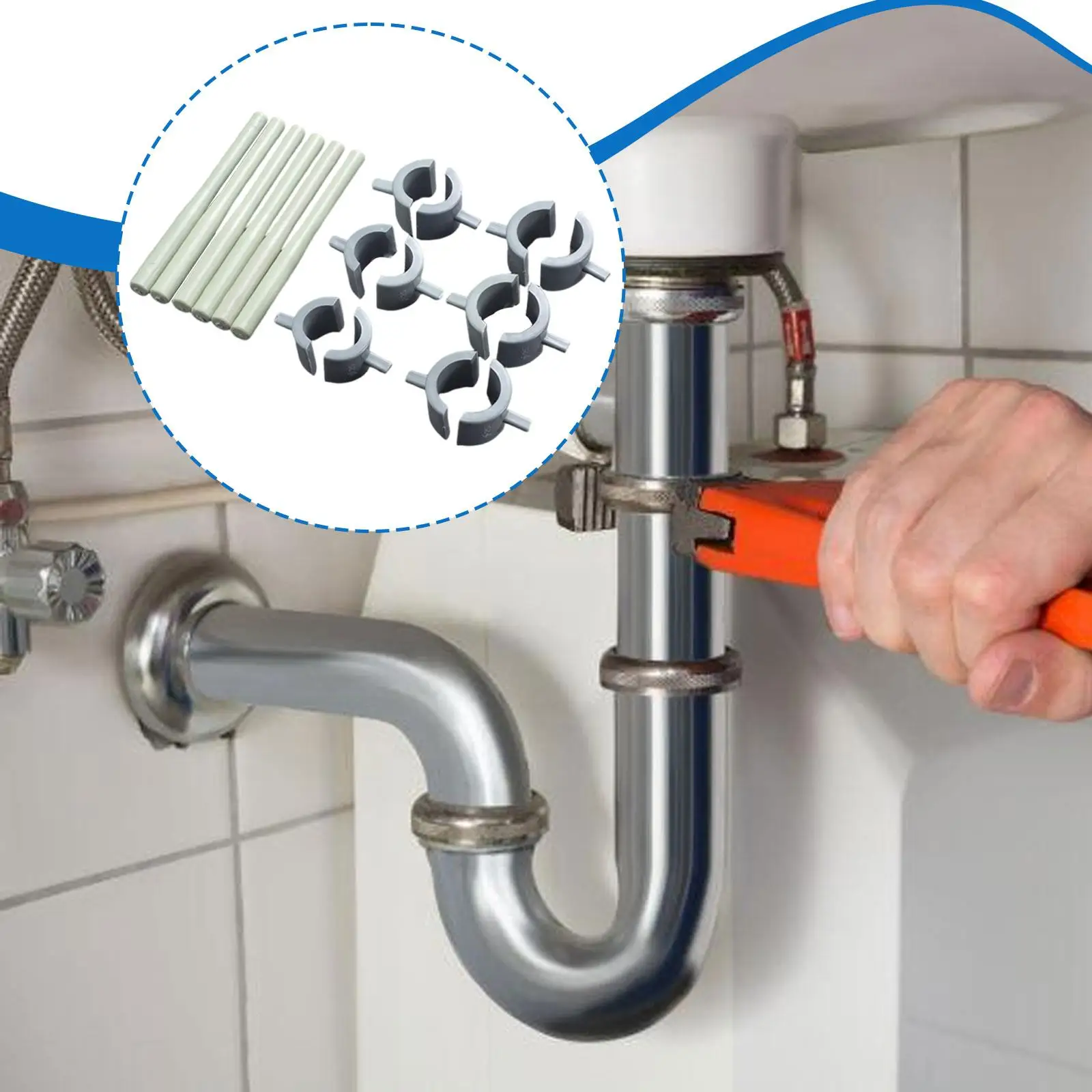 

Набор аксессуаров для ремонта труб из полиэтилена из полиэтилена (без повреждений стен), можно разрезать для домашней сантехники, устойчивый к давлению DIY Fix