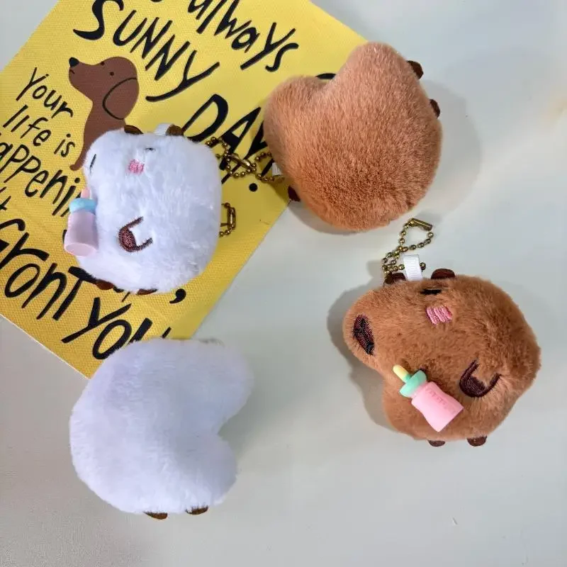 كابيبارا ألعاب من نسيج مخملي المفاتيح الكرتون لينة محشوة دمية قلادة سيارة حلقة رئيسية حقيبة الظهر الديكور طفل هدية