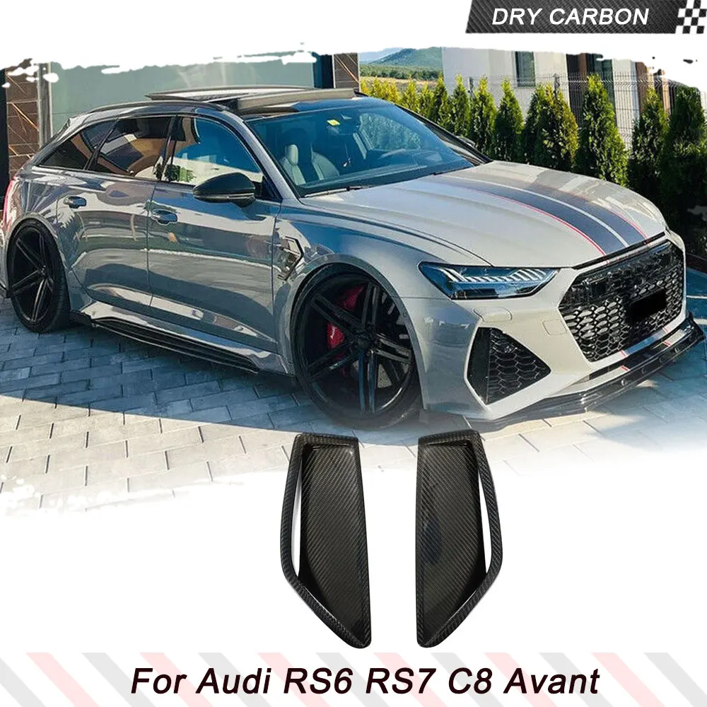 For Audi RS6 RS7 C8 Avant 2019-2022 Dry Carbon Fiber Front Bumper Air Scoop Insert Car Front Air Vnet Cover Front Racing Kits