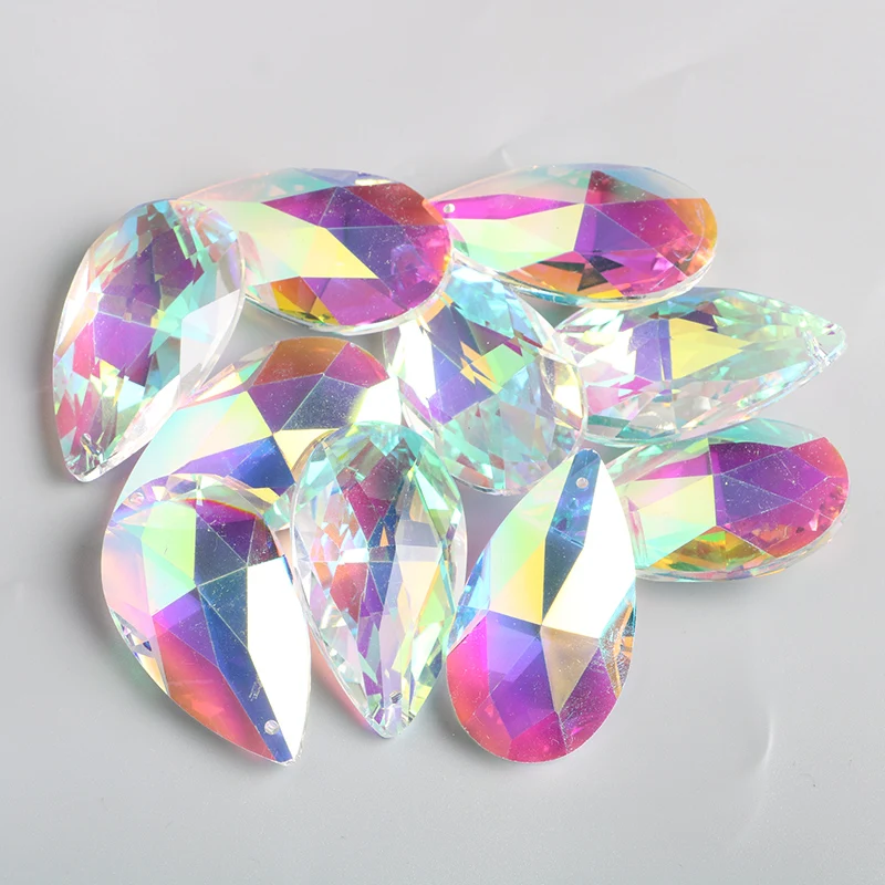 

50mm Clear AB Crystal Teardrop Prisms 38mm Chandelier Lamp Prism Parts Hanging drop Pendant Suncatcher Rainbow Maker