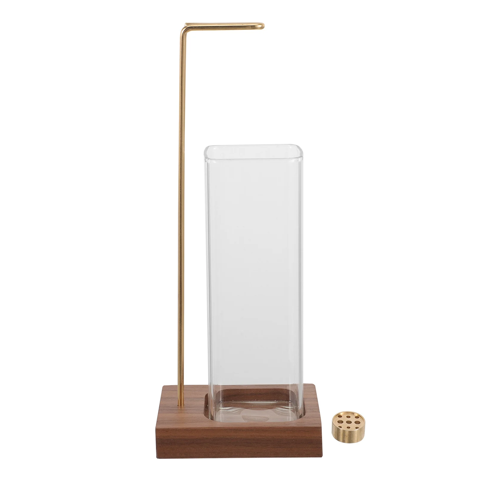 

Wooden Hanging Incense Holder for Sticks Glass Brass Ash Collector Home Decor Compact Burning Holder Japanese Style Square