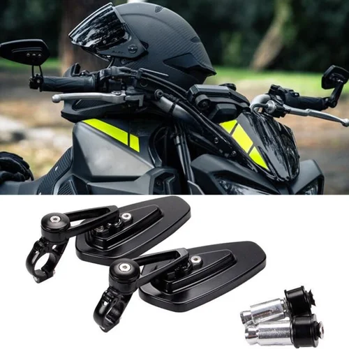 1 par de espejos retrovisores universales de 7/8 ""para motocicleta, espejos retrovisores laterales con mango de visión trasera, ovalados de aluminio para Suzuki Honda Yamaha