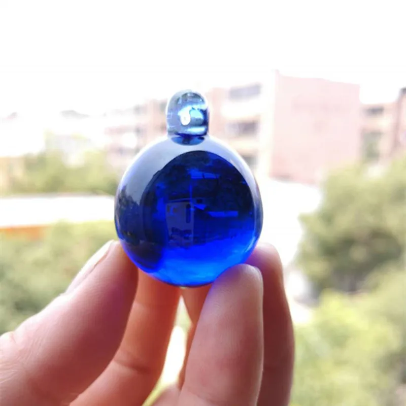 New Arrived 30mm Blue Smooth Glass Balls Nice Crystal Feng Shui Spheres Birthday Party Outdoor Christmas Tree Hanging Decoration