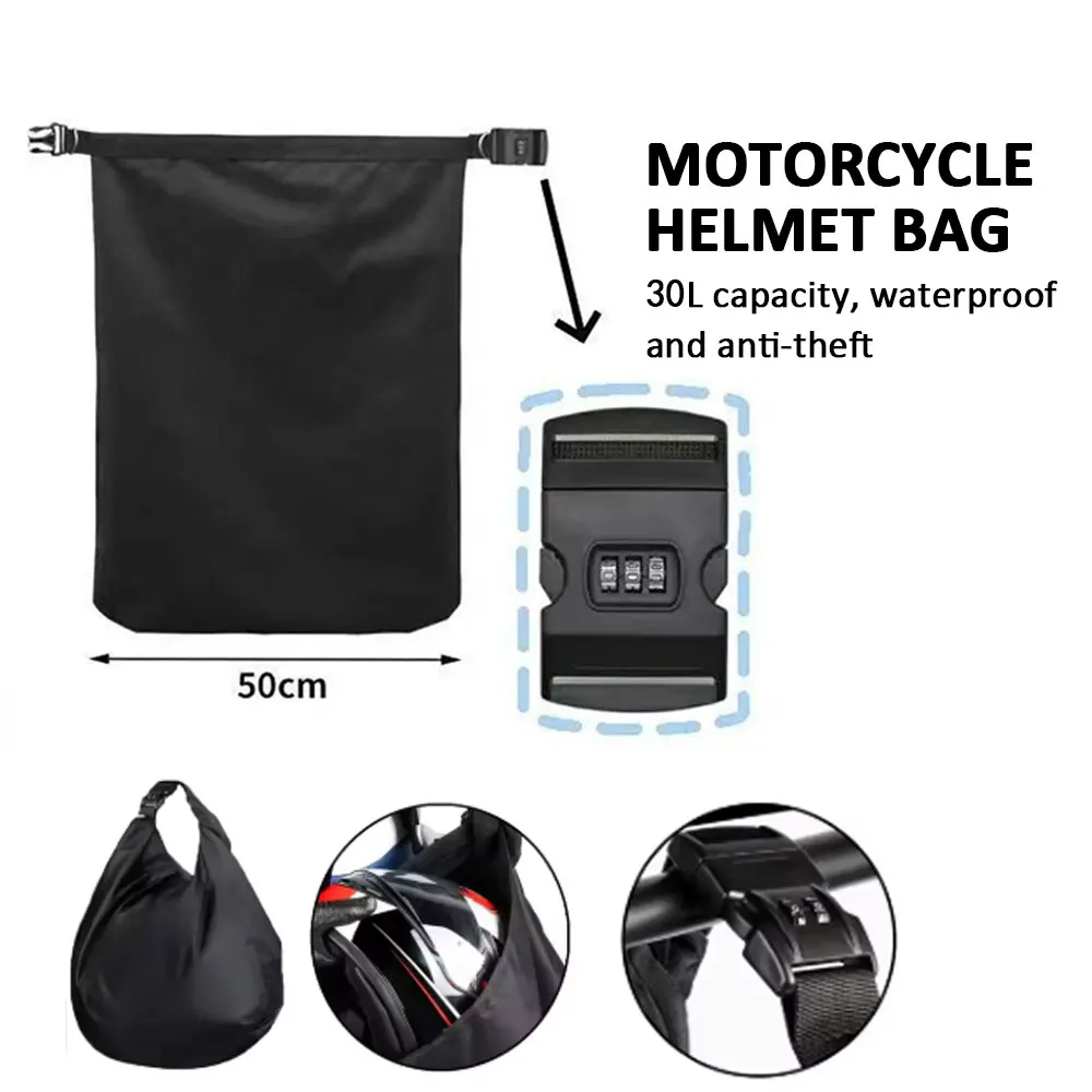 1pc Motorbike Helmet Bag Combination Lock Anti-Theft Luggage Storage Bag Rider Portable Travel Motorcycle Equipments Bag