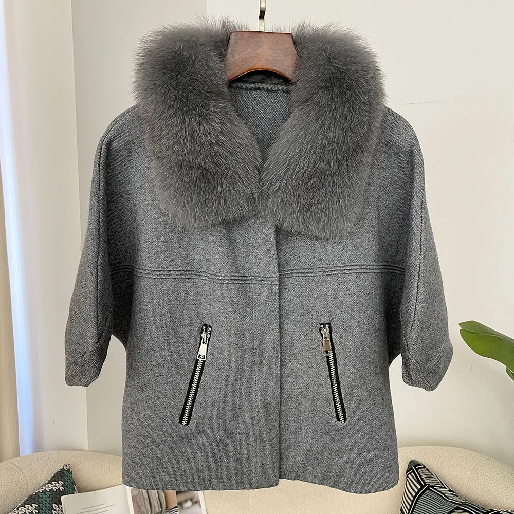 2024 European Fashion Knitted Sweater Real Fur Coat Natural Fox Fur Jacket Clothes for Women Autumn Winter Cardigan Outerwear