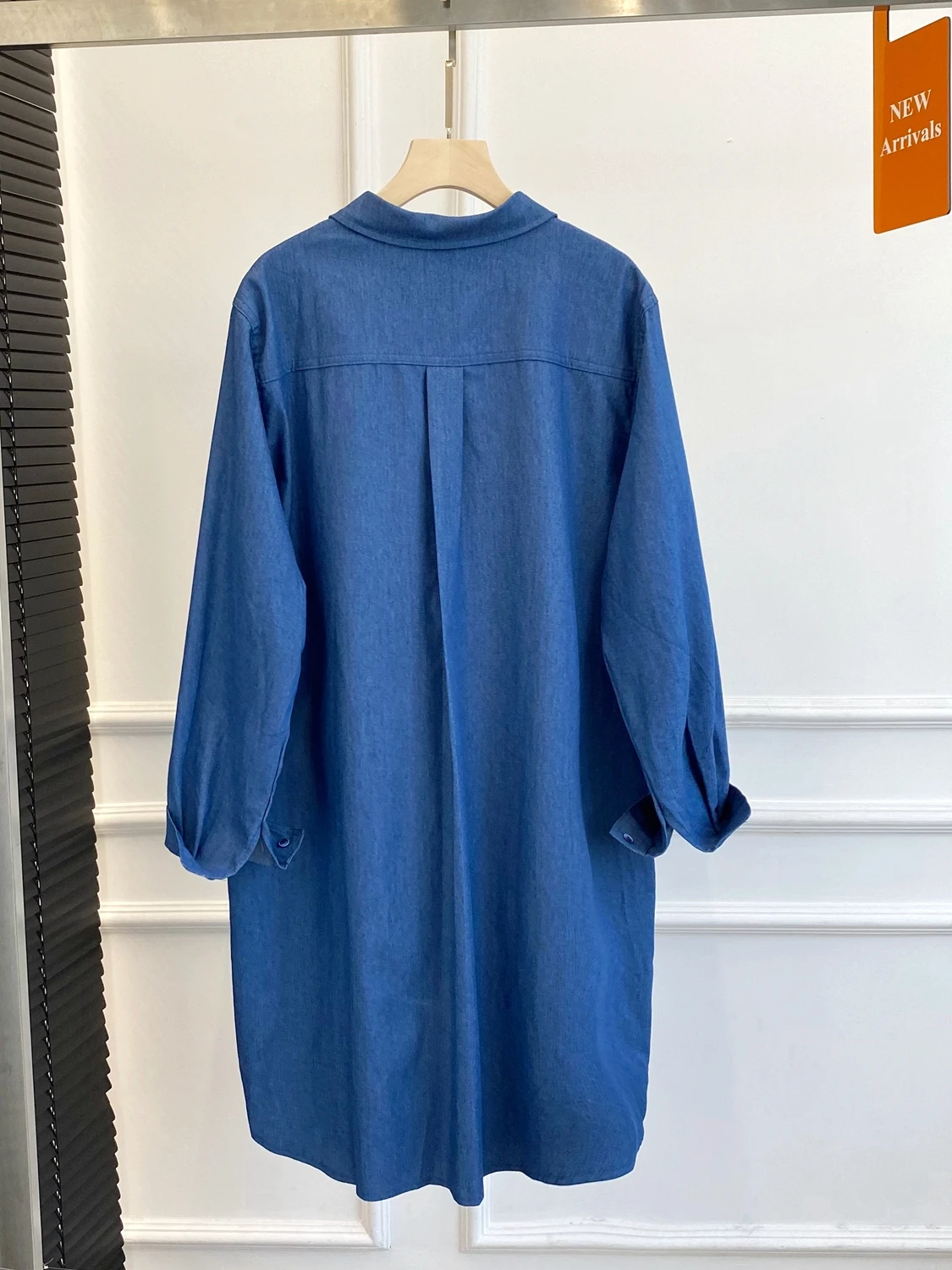 Faionable Cotton Denim irt Women's Mid-Length Outerwear  Collar Button Detail Pure Color Commute Sle Spring 2023