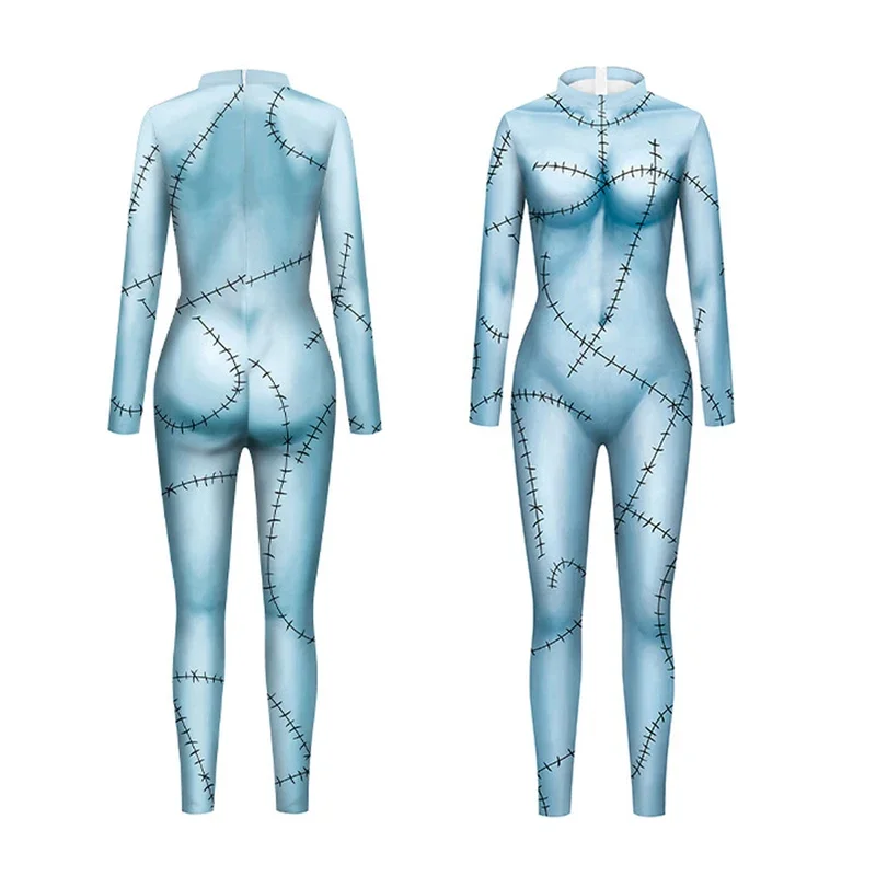 [Sei il mio segreto] Costume da donna film Cosplay Zombies tuta Zipper Spandex spaventoso 3D Print Party Outfit Sexy Zentai body