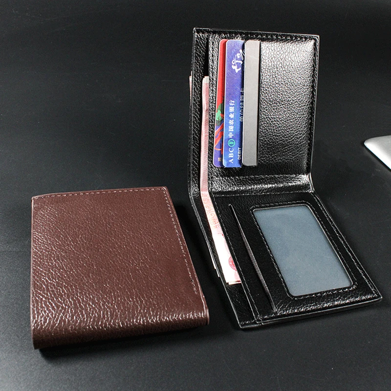 Fashion New Retro Men Leather Wallets Small Money Purses Design Dollar Price Top Men Thin Wallet With Coin Bag Zipper