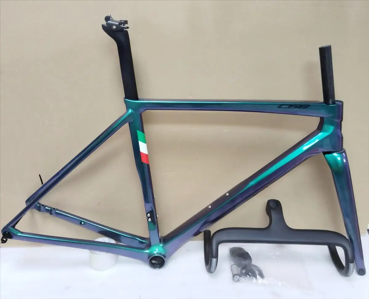 

Chameleon Green Purple C68 Carbon Frame Road Bicycle Frameset V4Rs Frames Disk Racing Bike Frame