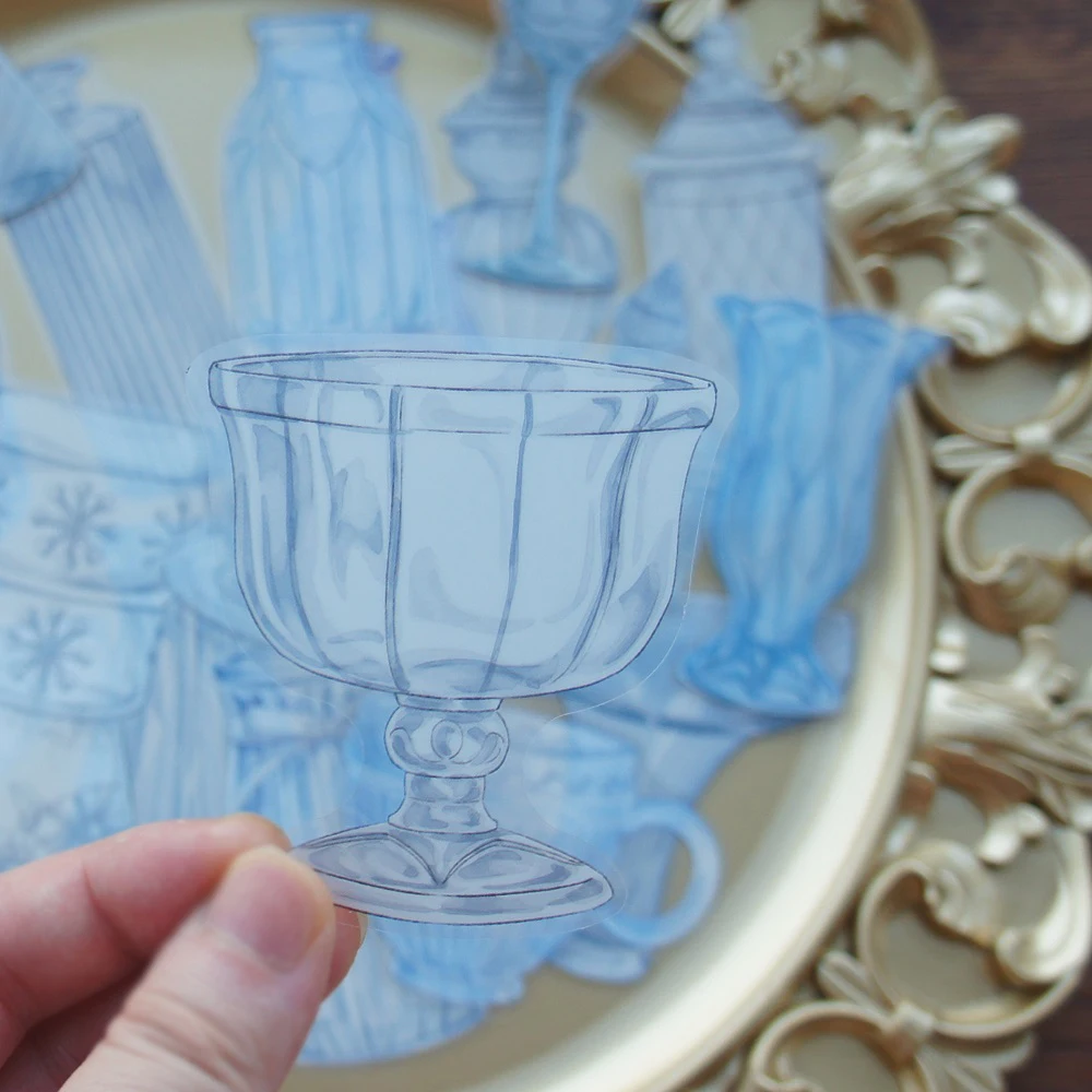 

38pcs White Blue Antique Crystal Bottle Sticker Scrapbooking DIY Gift Packing Label Gift Decor Tag