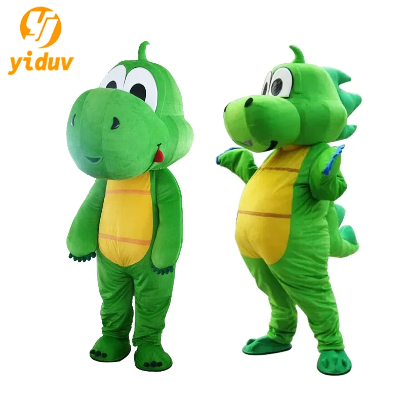 Green Dinosaur Mascot Costume Grass Green Dragon Walking Animation Performance Character Headgear Doll Clothes For Adult