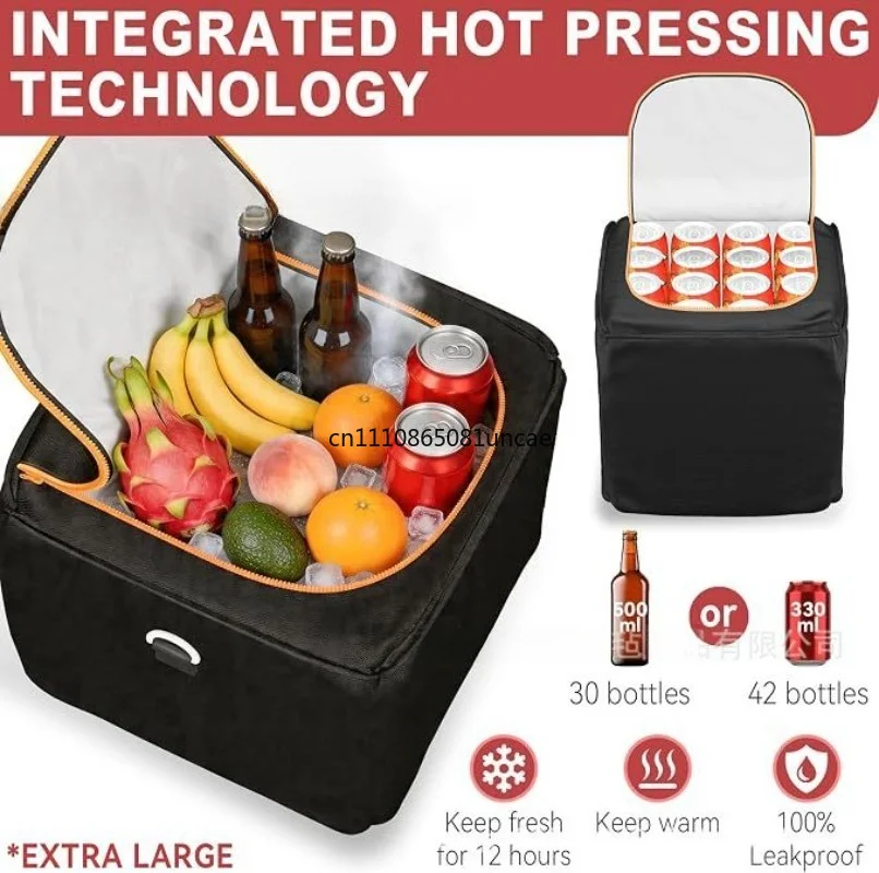 For Foldable Portable Insulated Cooler Box Handheld Outdoor Car Trunk Storage Organizer