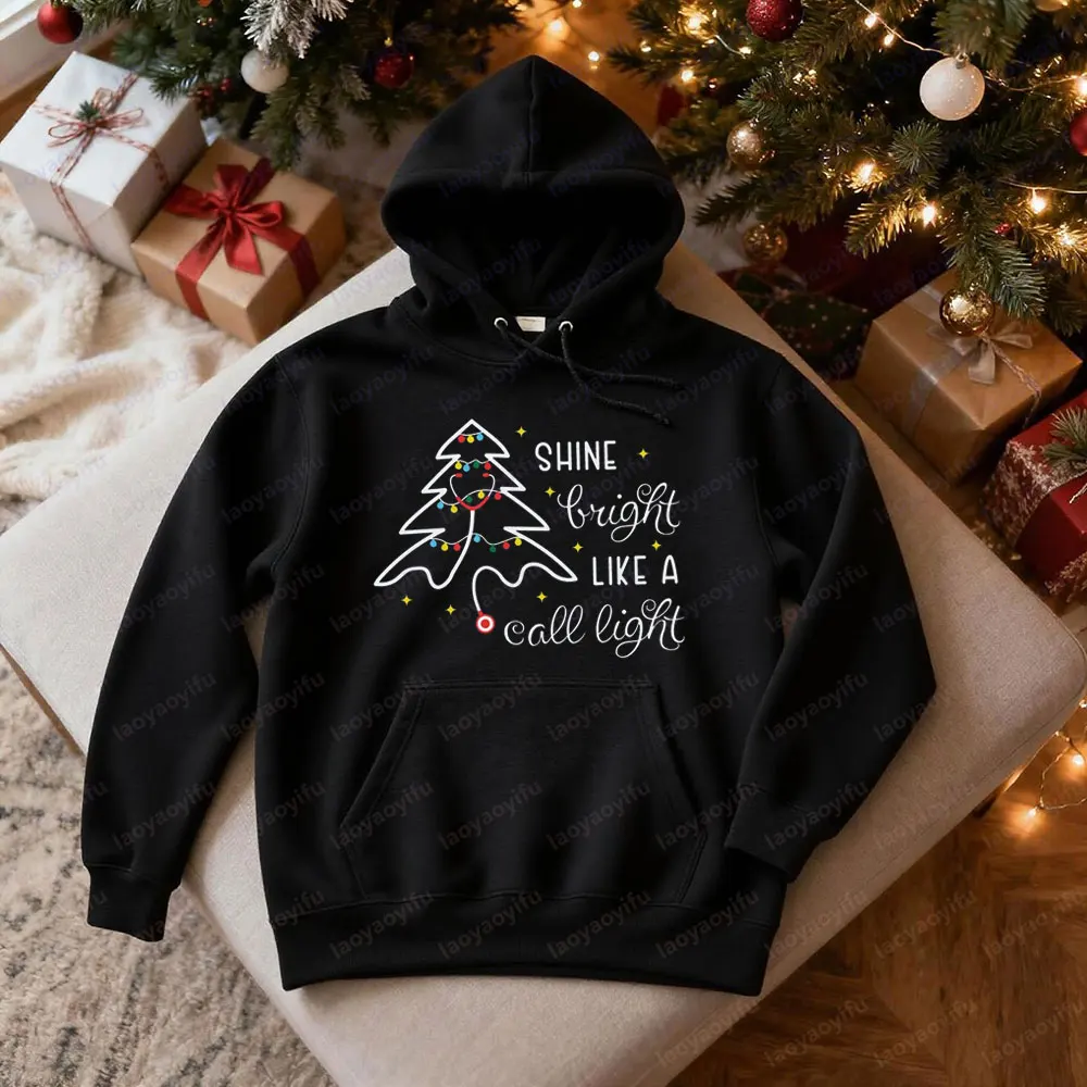 

Яркая, как свет, одежда, Рождественский свитшот для медсестры, стетоскоп, Рождественская елка медсестры, Рождественские женские толстовки с капюшоном для медсестры