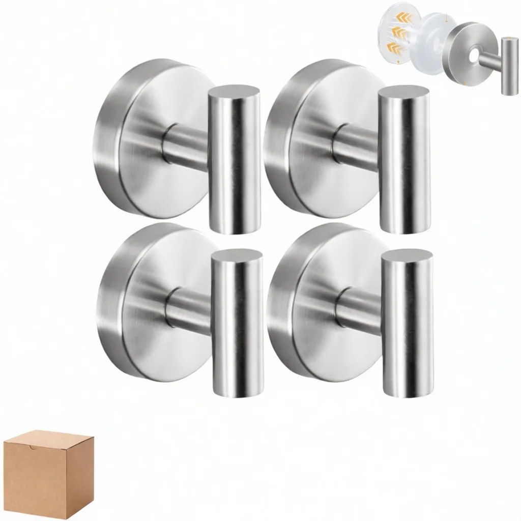 Removable Stainless Steel Vacuum Suction Hook Punch Free Wall Hanger Organizer For Bathroom Glass Window Mirror Storage