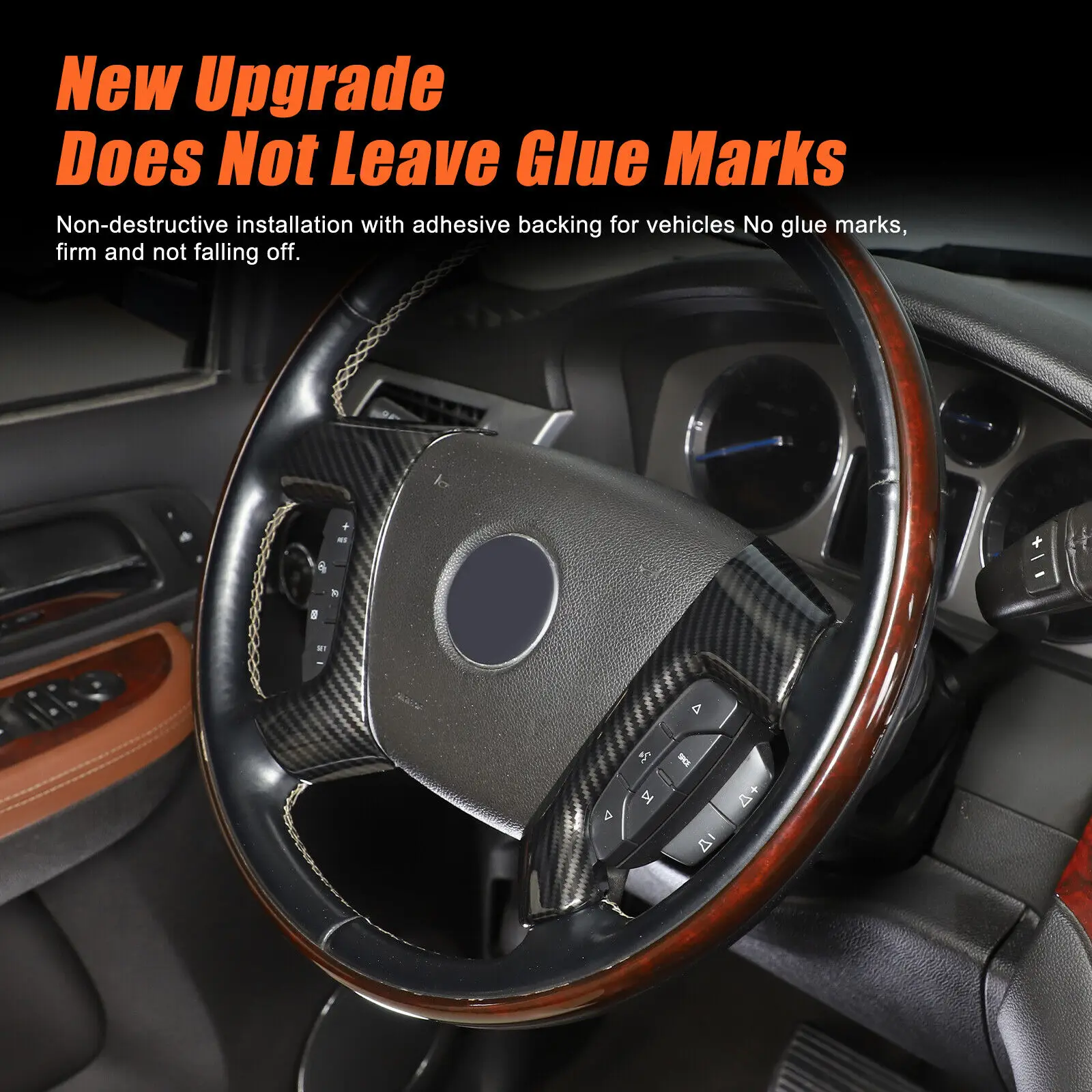 

Carbon Fiber Car Steering Wheel Button Frame Cover For Hummer H2 SUV SUT 2003-2009 Steering Wheel Decorative Trim Accessories