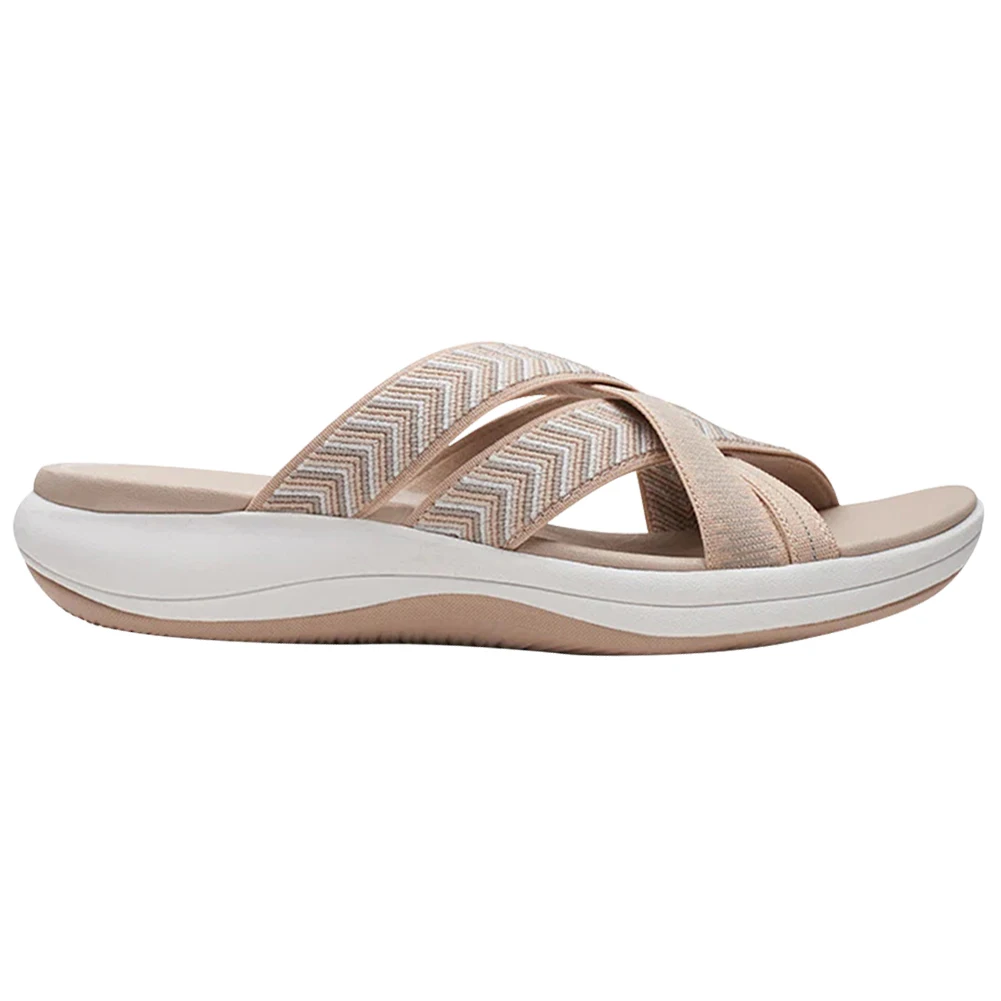 Sandales de plage décontractées pour femmes, large largeur, sangle croisée, plate-forme, sandales à l'offre elles compensées, chaussures de maison Parker ouvertes, légères pour l'été