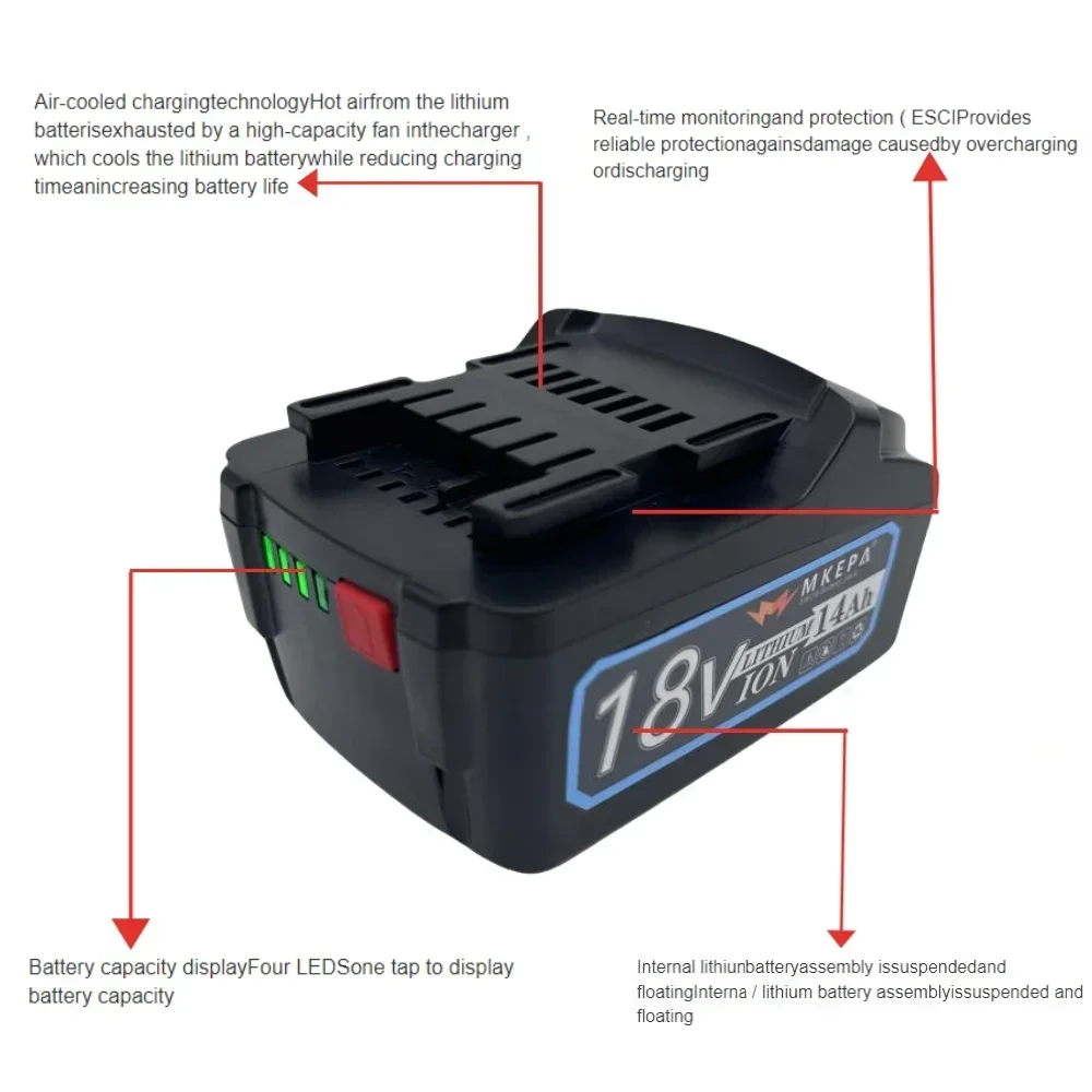 Metabo 무선 전동 공구 드릴 드라이버 렌치 해머, 18V 14AH 배터리, 7AH-14AH 625592000 625591000