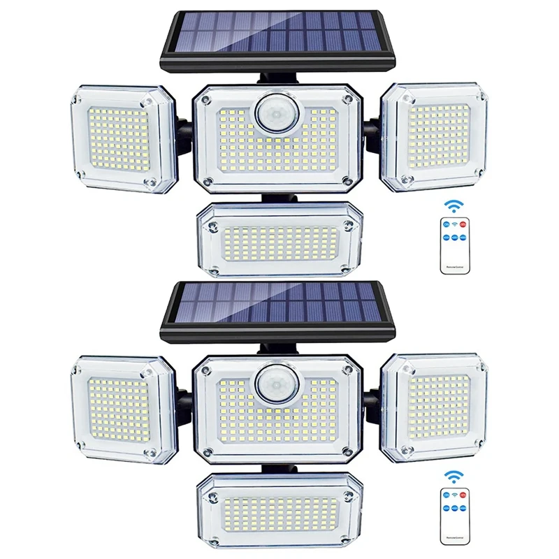 Solar Lights Outdoor Motion Sensor 333 LED Flood Lights, Solar Wall Lights Outdoor Lights With 2 Remote Controls