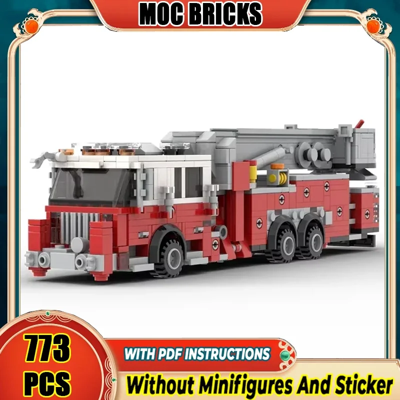 

Fire Fighting Vehicle Moc Building Bricks Fire Truck Tower Ladder Model Building Technology Modular Blocks Construstion Toy Gift