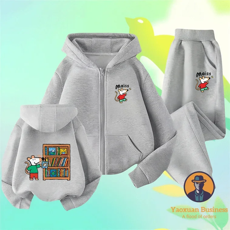 Nieuwe collectie Maisy Mouse meisjes jongens kinderen hoodie met rits schattig bedrukt cartoon winddicht warm herfst winter stijlvol