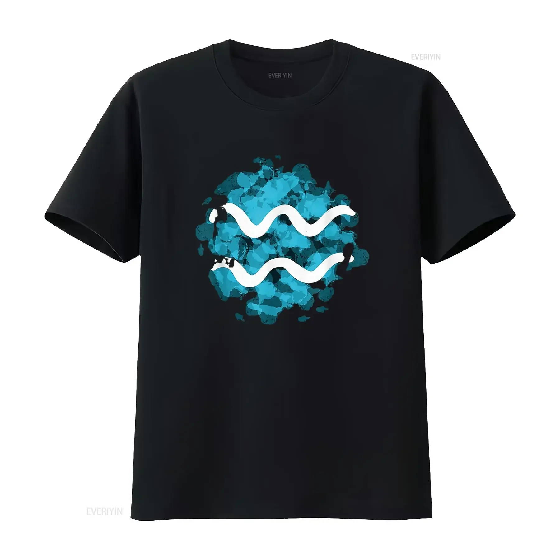 Womens Aquarius Zodiac Sign T Shirt Black 2X Large vintage Washed homme Versatile Soft Comfortable Unisex Casual Slightly