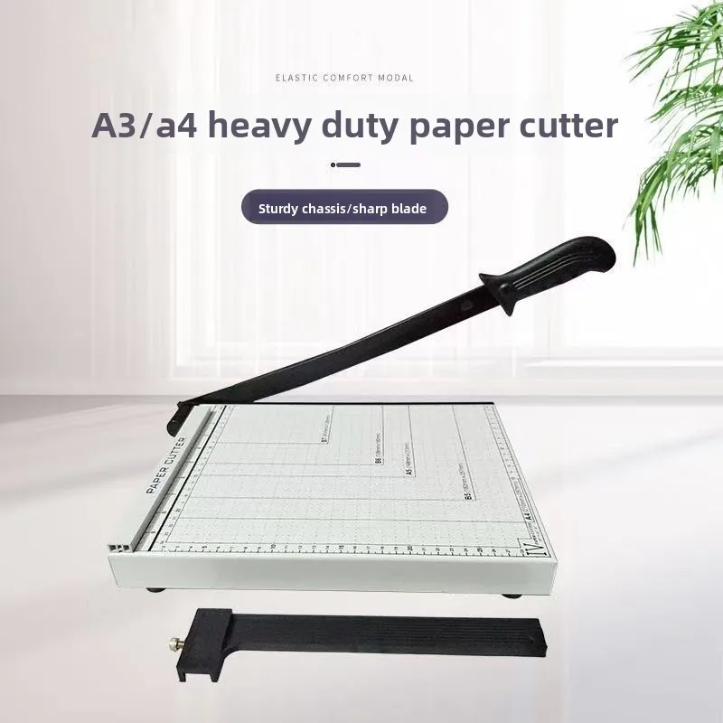 Heavy Duty A4 A3 Guillotine Paper Cutter, Manual Metal Base Trimmer for Photo, Card, Label and Phone Film Cutting, Desktop