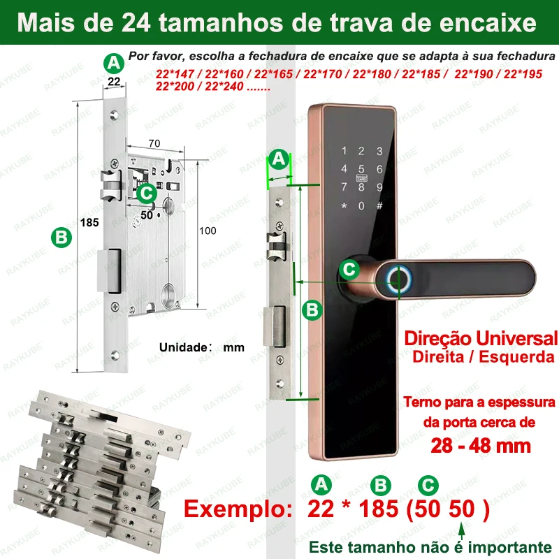 RAYKUpunH4-Serrure de porte électronique intelligente TT, Bluetooth, empreinte digitale, mot de passe, carte IC, clé pour maison intelligente