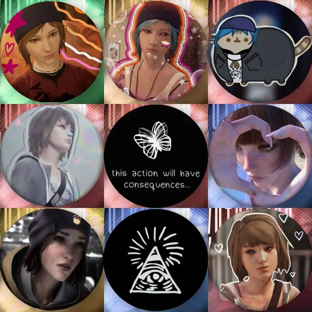 Cool Game L-Life Is Strange Cartoon Star   Badge Tinplate Meme Round Brooch for Hat Bag Creative Lapel Jewelry Accessories Gifts