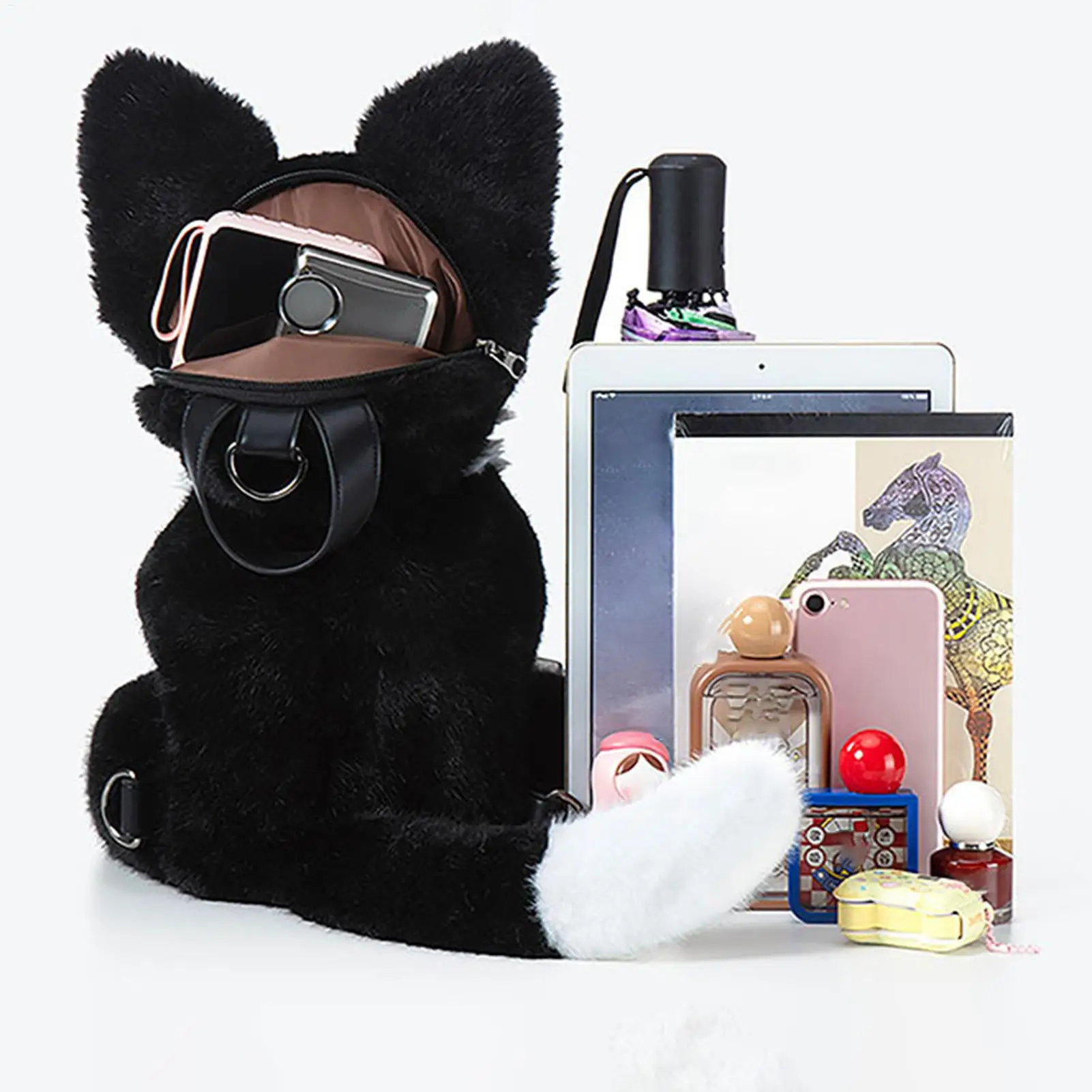 猫の形のバックパック ソフトでリアルな面白い動物の財布 ショルダーバッグ 女性 子供 大人 ティーン向け 日常旅行 学校 デート パーティー