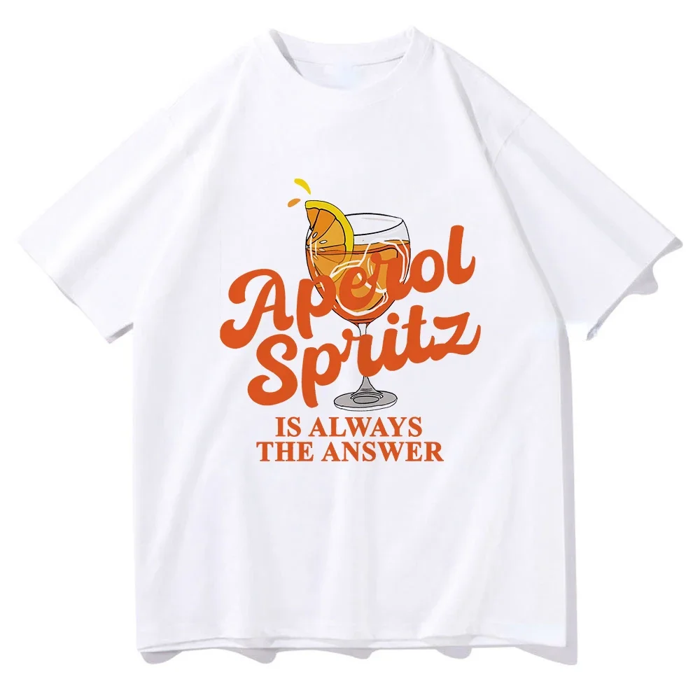 Aperol Spritz Is Always The Answer Tshirt 2024 Zabawna odzież Unisex Vintage Bawełniane topy Streetwear O-neck Dostawa fabryczna