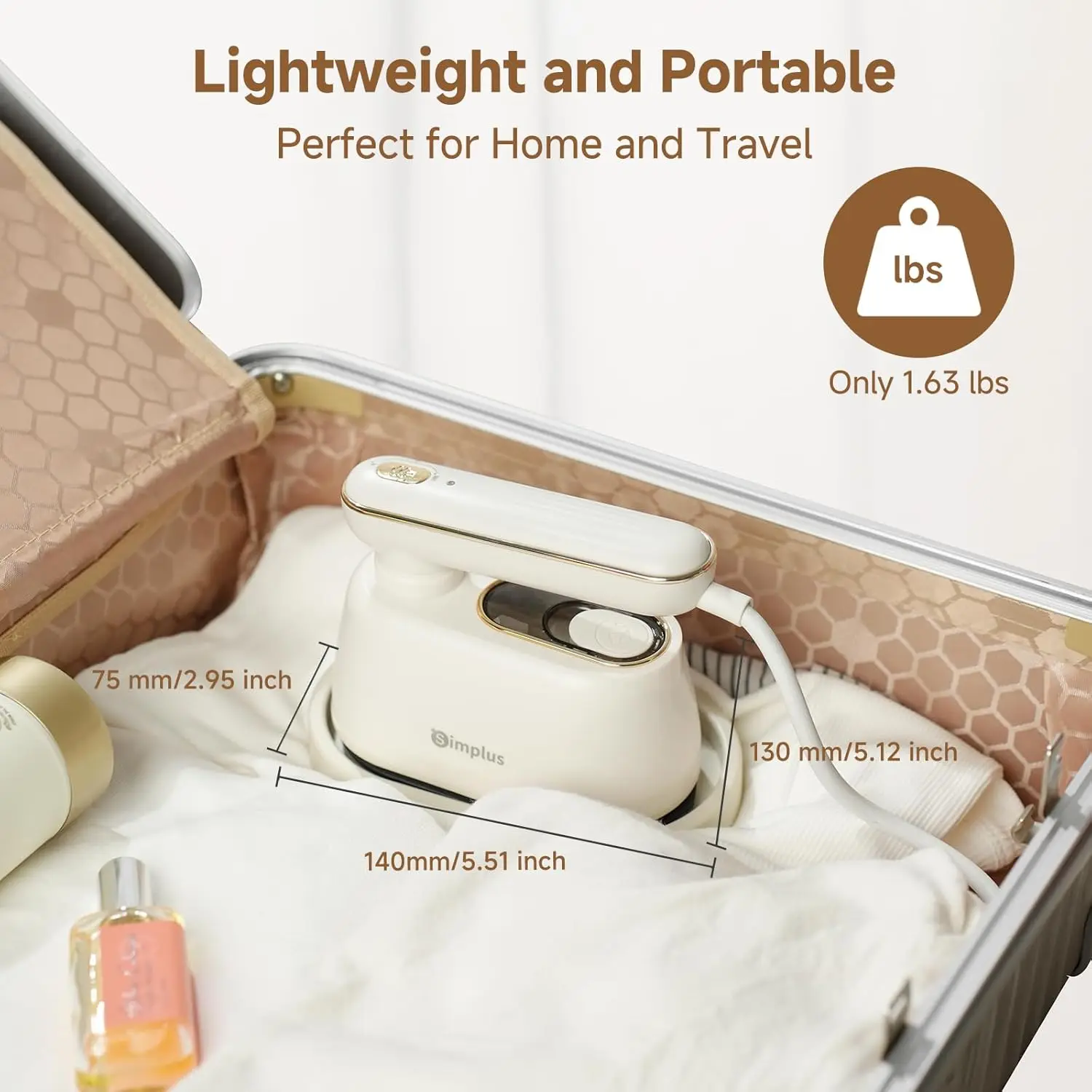 Portable Garment Steamer 2-in-1, 1000W Fast Heat-Up, Compact Travel-Friendly Wrinkle Remover with 120ml Tank & Rotating Handle