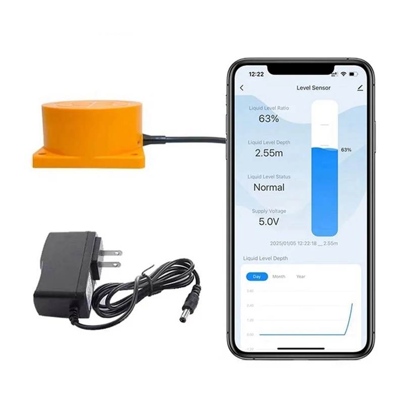 Tuya inteligente wifi sensor de monitor de nível de tanque de água ultrassônico alertas em tempo real controle de aplicativo para ios e android eua plug
