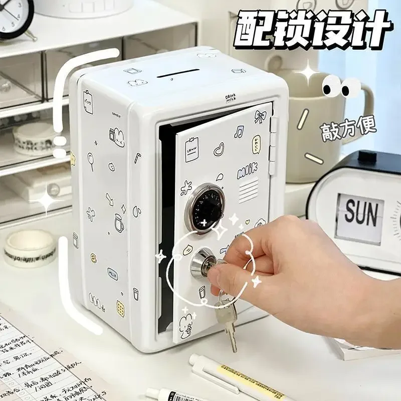 Iron Ins Saving Pot Piggy Bank 2025  Retro Cash Box Money Bank with Keys Coded Lock Perfect for Children Gifts