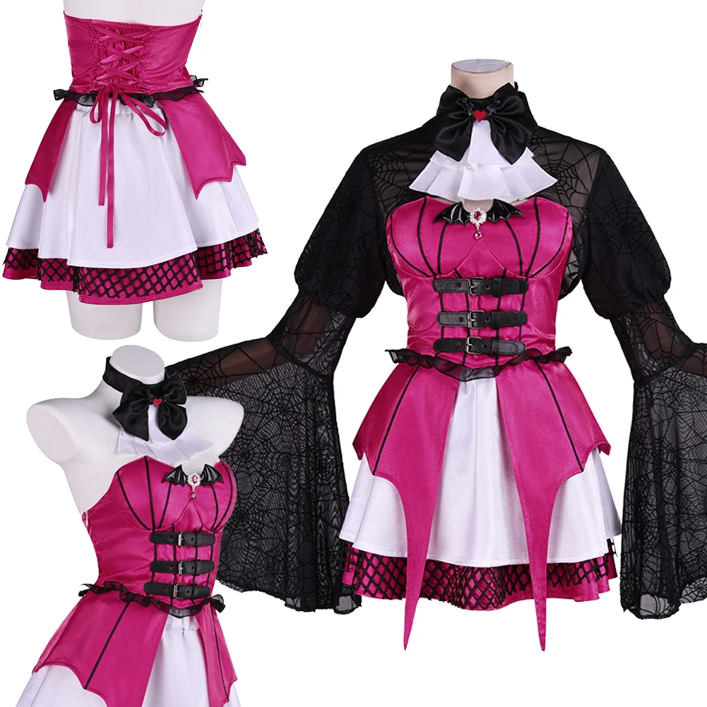 

Vampire Draculaura Cosplay Fantasy Clothing Cartoon Monster Women Costume Disguise Halloween Adult Female Roleplay Party Outfits