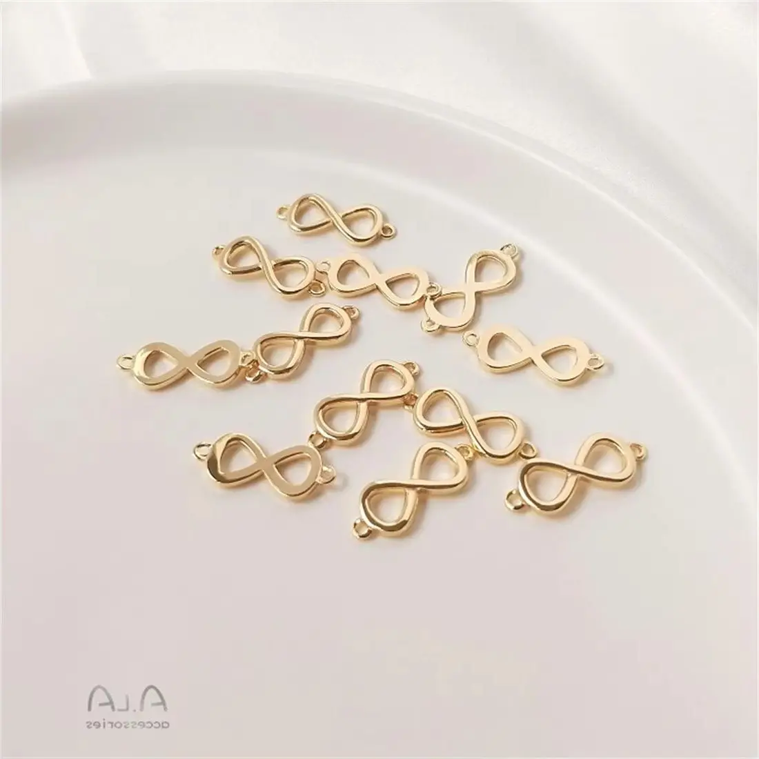 14K Gold Plated Double Pendant Infinity Love 8-Figure Charms for DIY Bracelet Necklace Jewelry Making E008